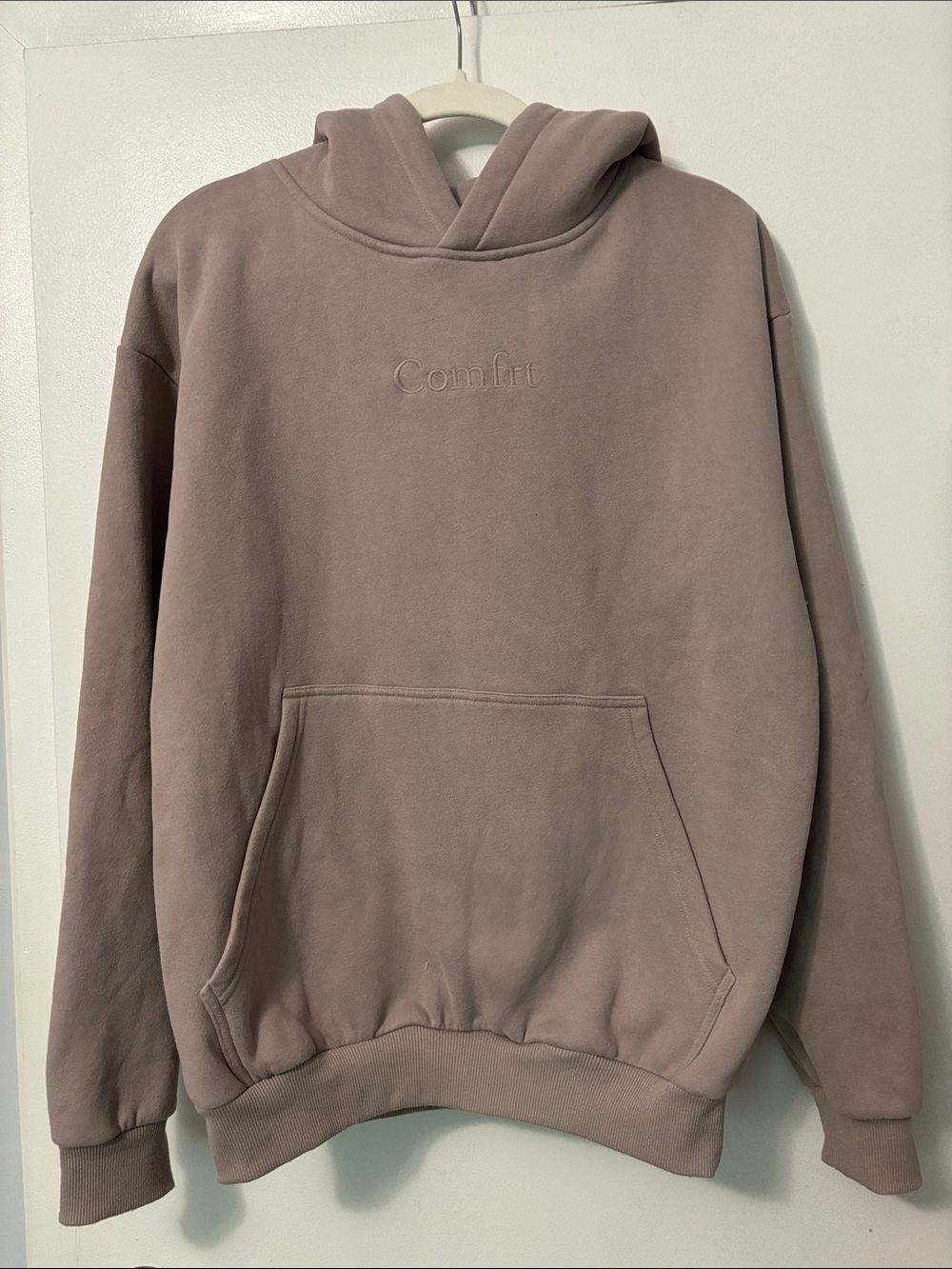 Comfort Embroidered Pullover Hoodie - Dusty Taupe